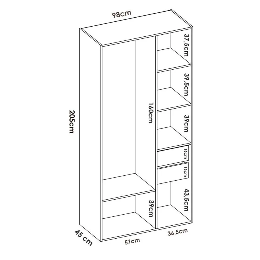 Pack Bianca 2 - Estructura de Cama, Cabezal, Mesitas de Noche y Armario - Imagen 11