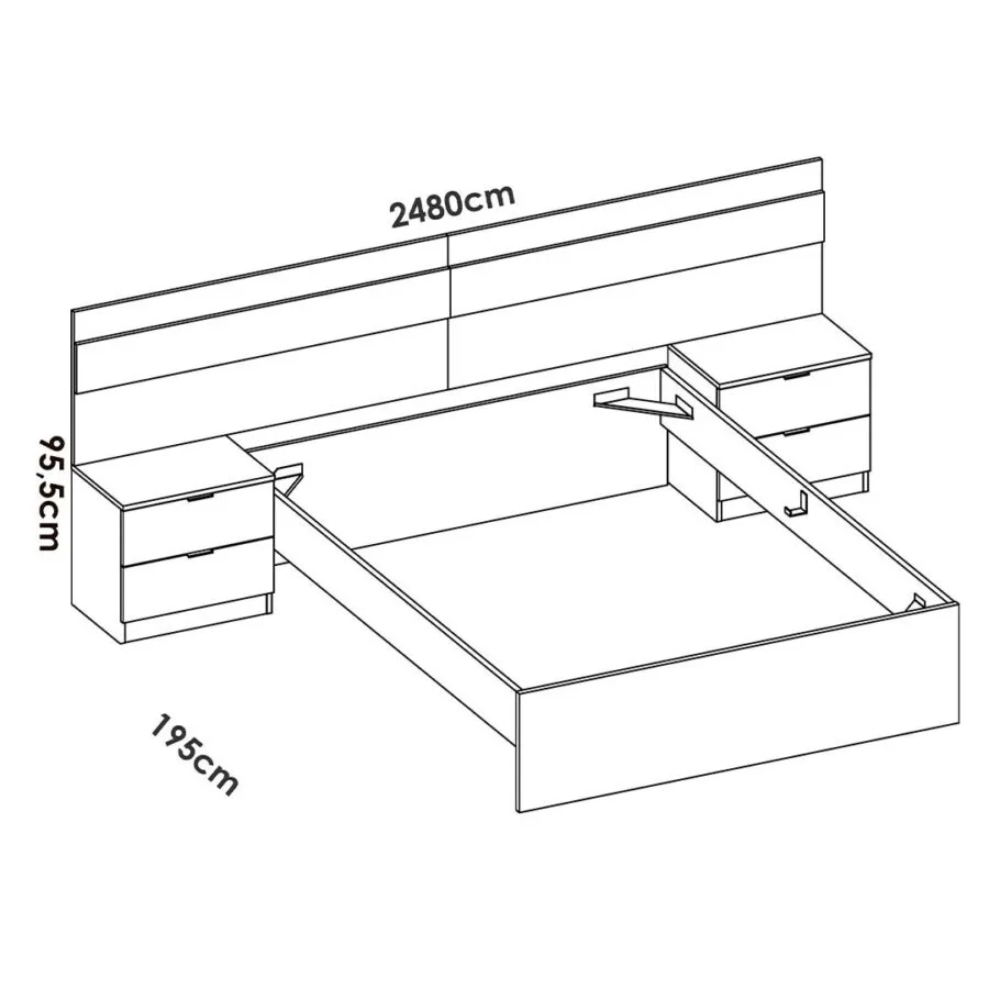 Pack Bianca 2 - Estructura de Cama, Cabezal, Mesitas de Noche y Armario - Imagen 10