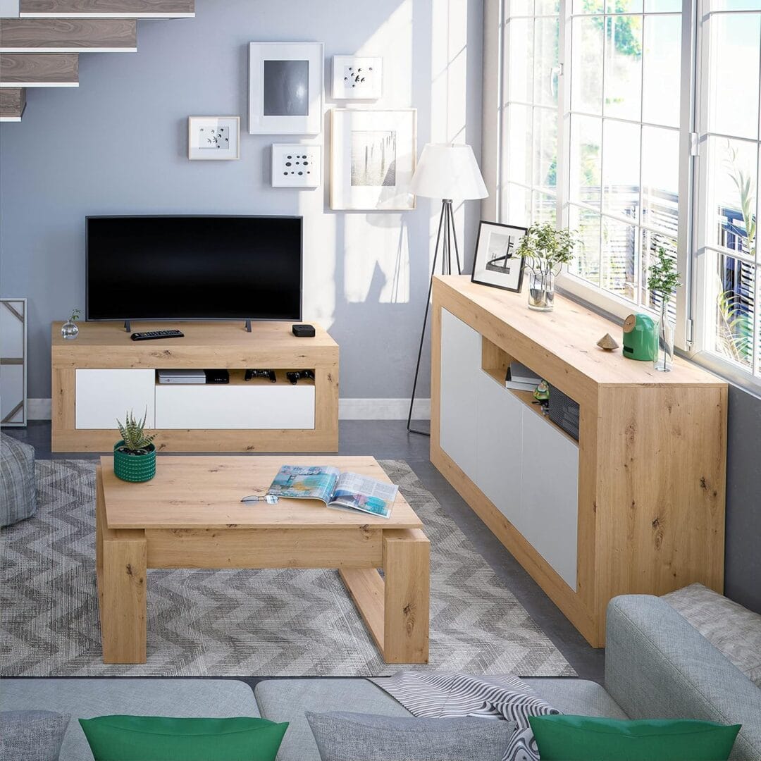 Mueble tv Hallie roble-blanco - Imagen 4