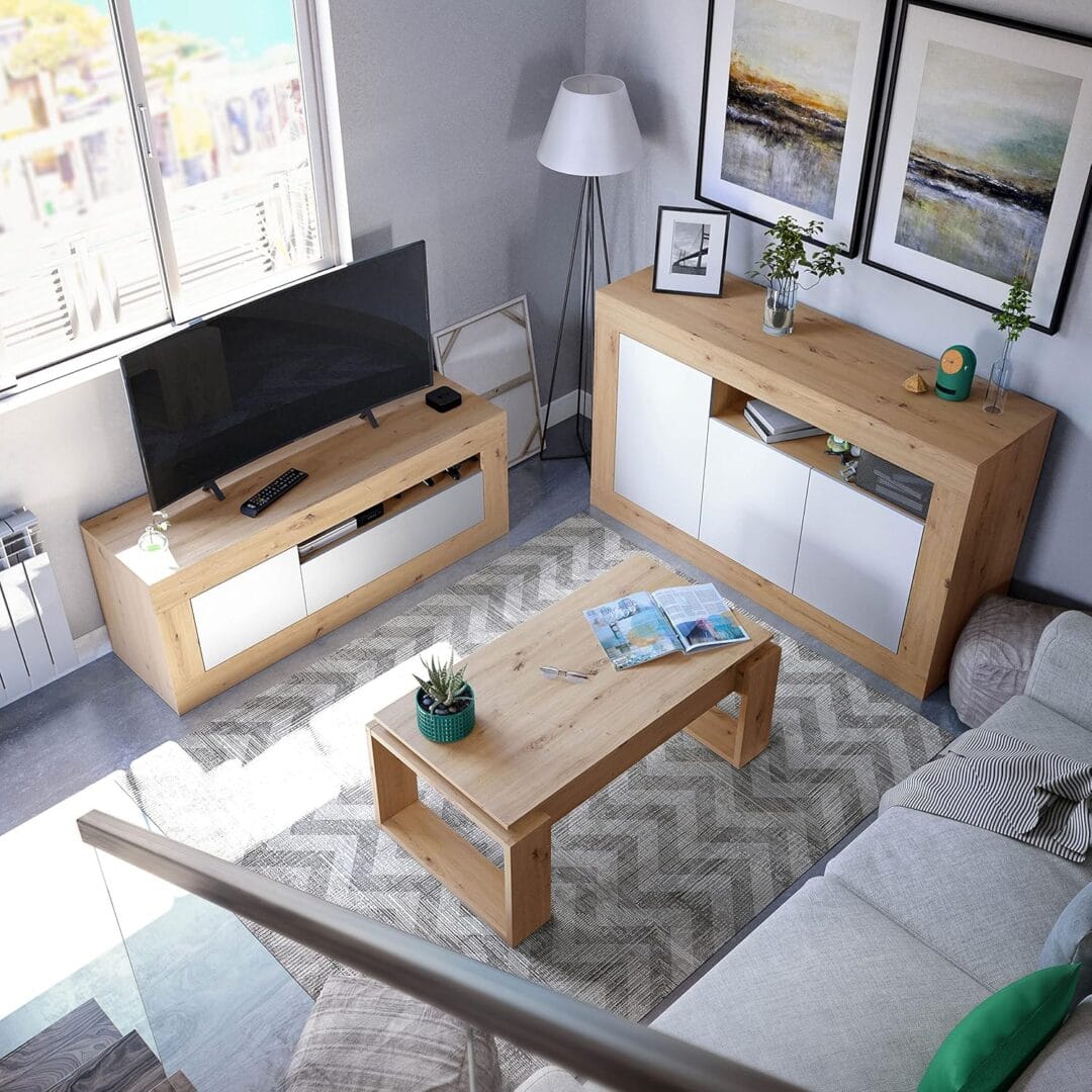 Mueble tv Hallie roble-blanco - Imagen 3