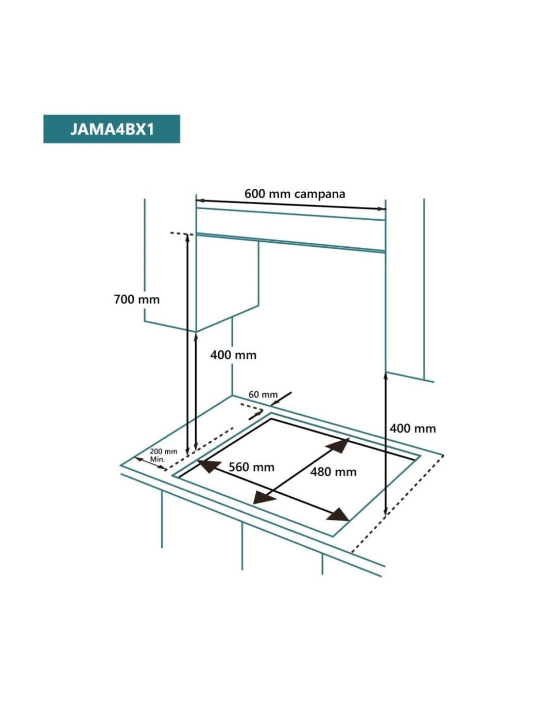 Encimera de gas 60 cm 4 fuegos - Imagen 2